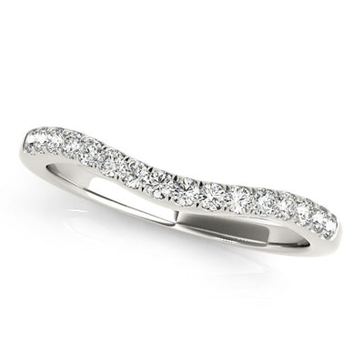 14k White Gold Curvy Style Pave Set Diamond Wedding Band (1/5 cttw) - jazzyjewelryjones
