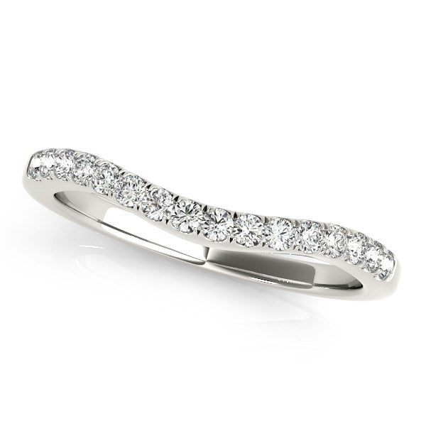14k White Gold Curvy Style Pave Set Diamond Wedding Band (1/5 cttw) - jazzyjewelryjones