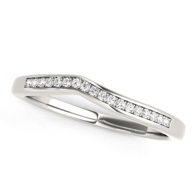 14k White Gold Modern Curved Design Diamond Wedding Band (1/10 cttw) - jazzyjewelryjones