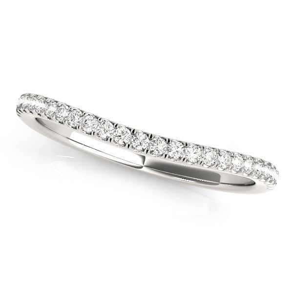 14k White Gold Pave Setting Style Curved Wedding Band (1/10 cttw) - jazzyjewelryjones