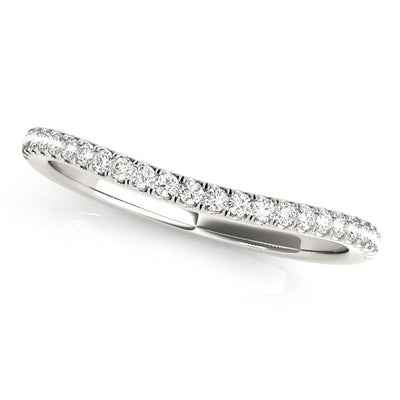 14k White Gold Pave Setting Style Curved Wedding Band (1/10 cttw) - jazzyjewelryjones