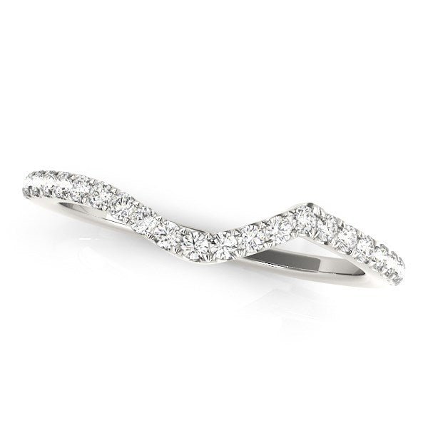 14k White Gold Modern Curved Diamond Wedding Band (1/6 cttw) - jazzyjewelryjones