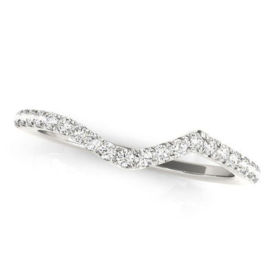 14k White Gold Modern Curved Diamond Wedding Band (1/6 cttw) - jazzyjewelryjones