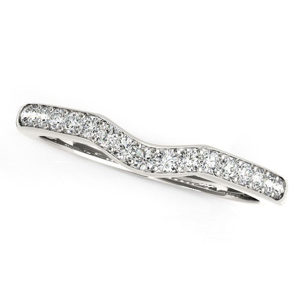14k White Gold Curved Style Wedding Ring (1/4 cttw) - jazzyjewelryjones