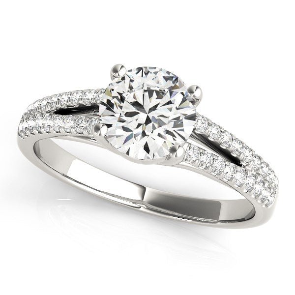 14k White Gold Split Shank Round Diamond Engagement Ring (1 1/8 cttw) - jazzyjewelryjones