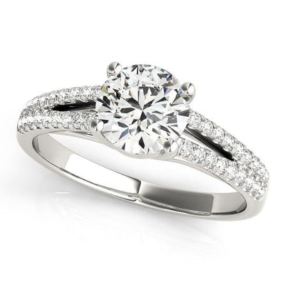 14k White Gold Split Shank Round Diamond Engagement Ring (1 1/8 cttw) - jazzyjewelryjones