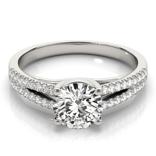 14k White Gold Split Shank Round Diamond Engagement Ring (1 1/8 cttw) - jazzyjewelryjones