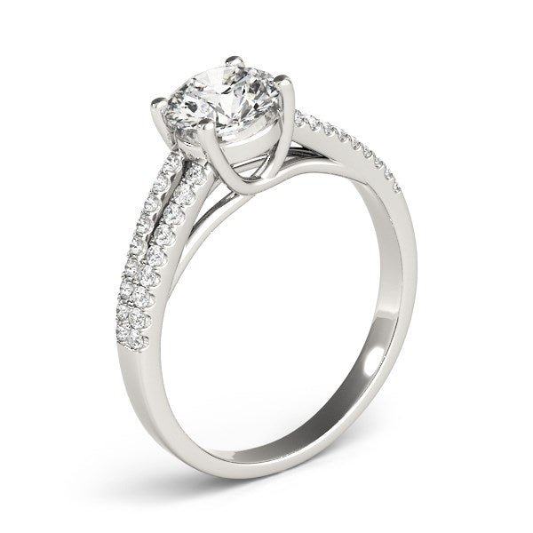 14k White Gold Split Shank Round Diamond Engagement Ring (1 1/8 cttw) - jazzyjewelryjones