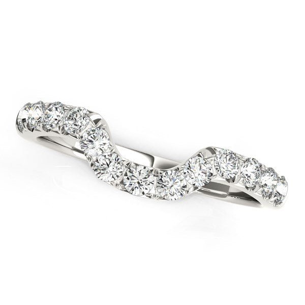 14k White Gold Curved Design Pave Diamond Wedding Ring (1/6 cttw) - jazzyjewelryjones