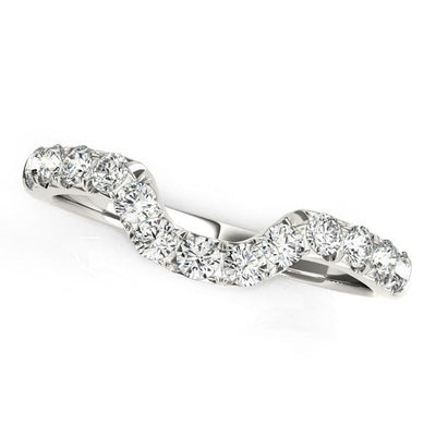 14k White Gold Curved Design Pave Diamond Wedding Ring (1/6 cttw) - jazzyjewelryjones