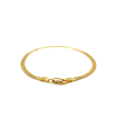 1.5mm 14k Yellow Gold Super Flex Herringbone Anklet - jazzyjewelryjones