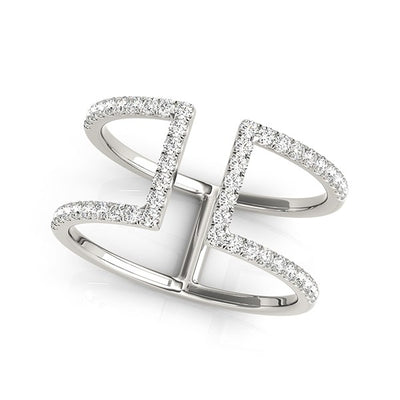 14k White Gold Modern Dual Band Style Diamond Ring (1/2 cttw) - jazzyjewelryjones