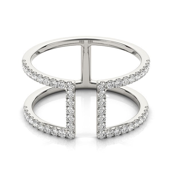 14k White Gold Modern Dual Band Style Diamond Ring (1/2 cttw) - jazzyjewelryjones