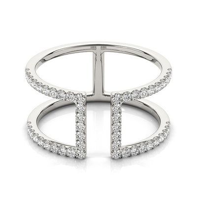 14k White Gold Modern Dual Band Style Diamond Ring (1/2 cttw) - jazzyjewelryjones
