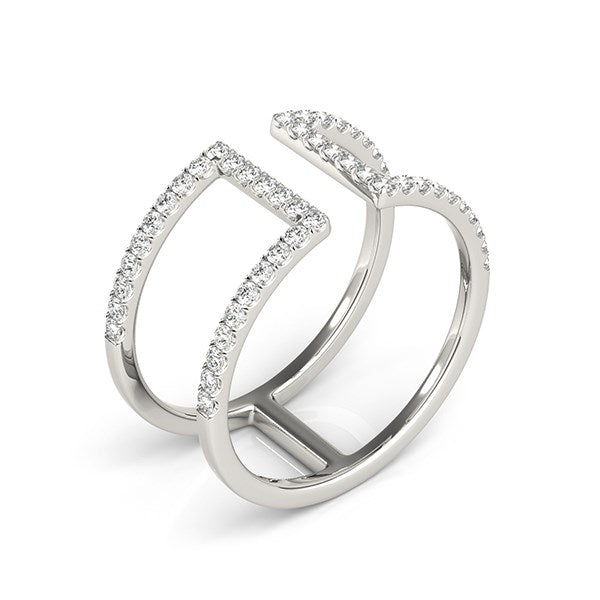 14k White Gold Modern Dual Band Style Diamond Ring (1/2 cttw) - jazzyjewelryjones