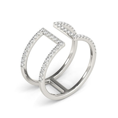 14k White Gold Modern Dual Band Style Diamond Ring (1/2 cttw) - jazzyjewelryjones