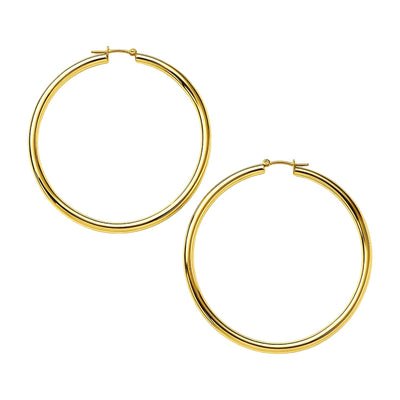 14k Yellow Gold Polished Large Round Hoop Earrings(2x60mm) - jazzyjewelryjones
