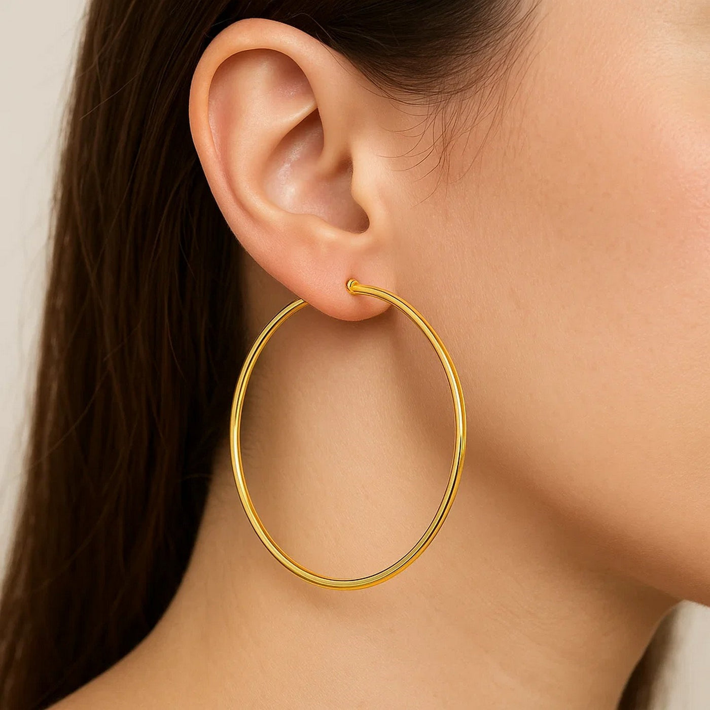 14k Yellow Gold Polished Large Round Hoop Earrings(2x60mm) - jazzyjewelryjones