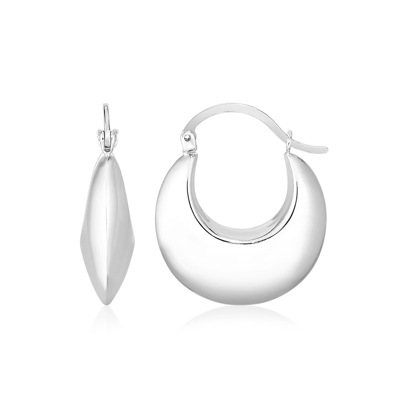 Sterling Silver Polished Puffed Hoop Earrings - jazzyjewelryjones