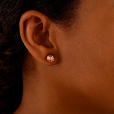 14k Rose Gold Ball Earrings with Crystal Cut Texture(5mm) - jazzyjewelryjones