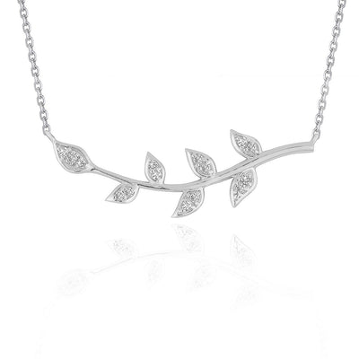 Diamond Vine Design Pendant in 14k White Gold - jazzyjewelryjones