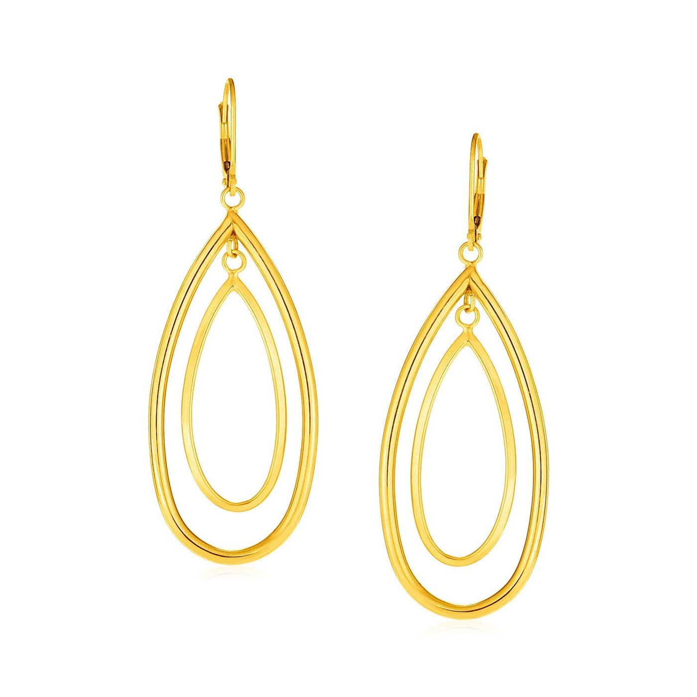 14k Yellow Gold Earrings with Teardrop Dangles - jazzyjewelryjones