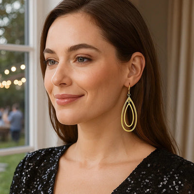 14k Yellow Gold Earrings with Teardrop Dangles - jazzyjewelryjones
