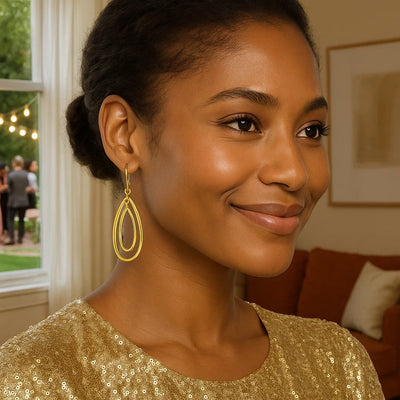14k Yellow Gold Earrings with Teardrop Dangles - jazzyjewelryjones