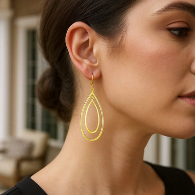 14k Yellow Gold Earrings with Teardrop Dangles - jazzyjewelryjones