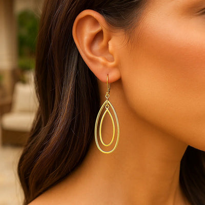 14k Yellow Gold Earrings with Teardrop Dangles - jazzyjewelryjones