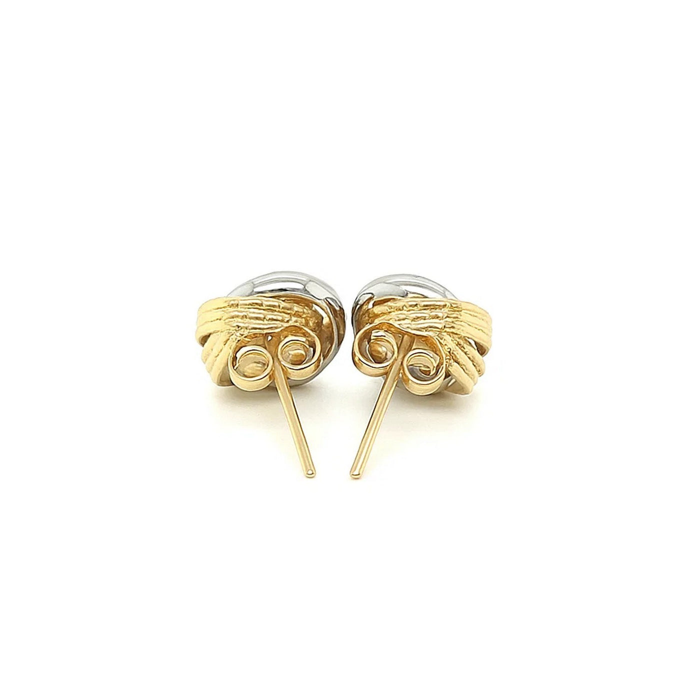 14k Two - Tone Gold Multi - Textured Open Circle Style Entwined Earrings - jazzyjewelryjones