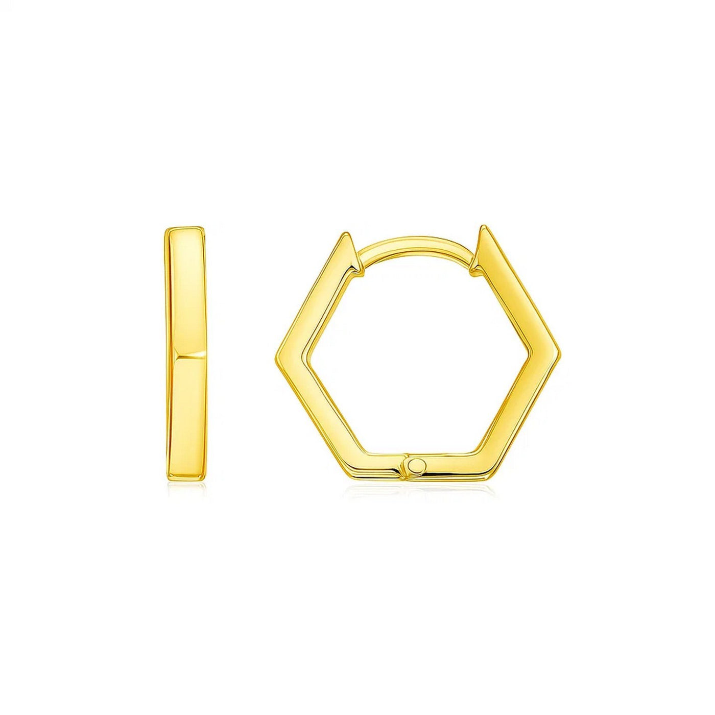 14k Yellow Gold Hexagon Huggie Hoops Earrings - jazzyjewelryjones
