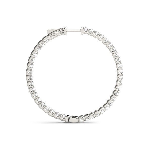 14k White Gold Diamond Hoop Earrings with Shared Prong Setting (2 cttw) - jazzyjewelryjones