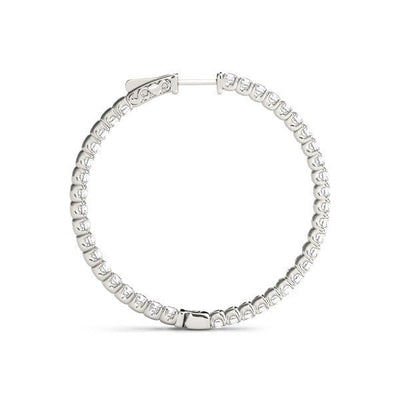 14k White Gold Diamond Hoop Earrings with Shared Prong Setting (2 cttw) - jazzyjewelryjones