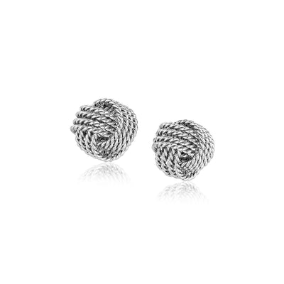 Sterling Silver Textured Love Knot Stud Style Earrings(9mm) - jazzyjewelryjones
