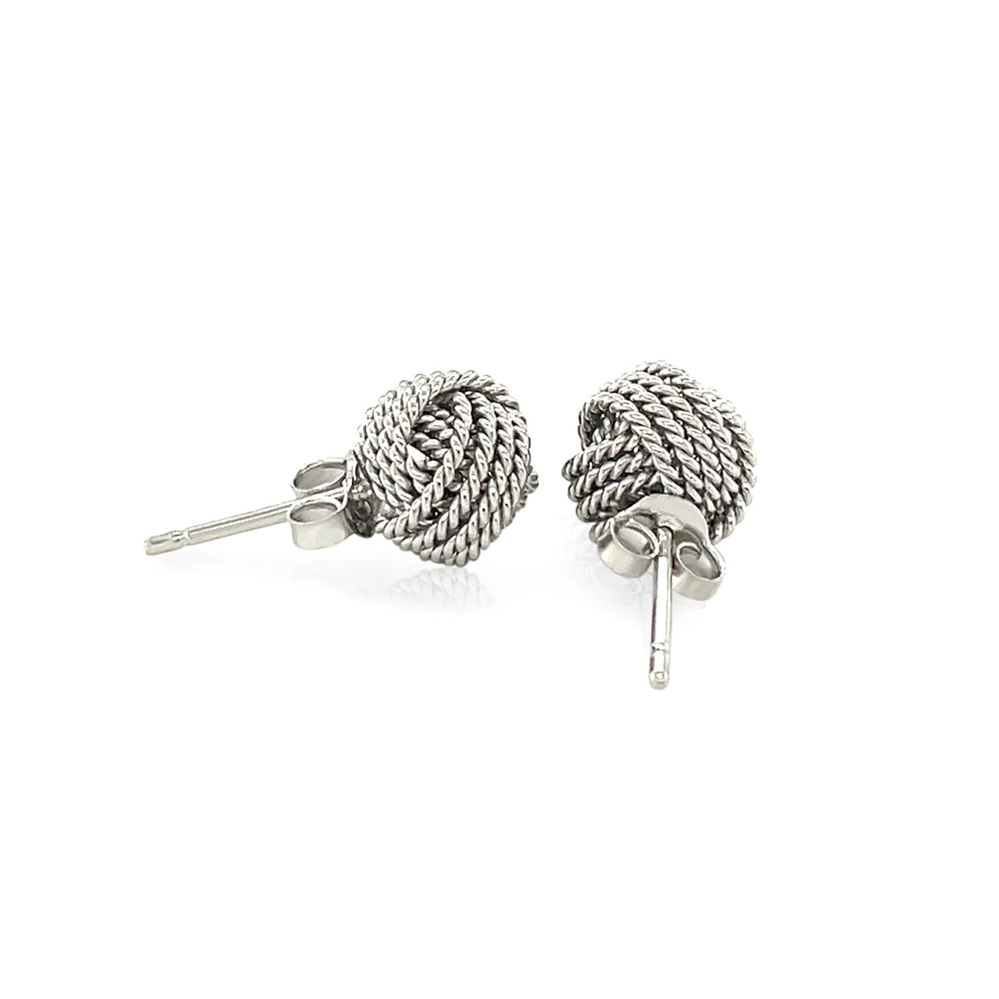 Sterling Silver Textured Love Knot Stud Style Earrings(9mm) - jazzyjewelryjones