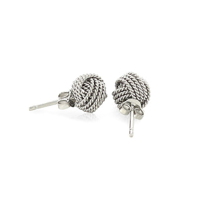 Sterling Silver Textured Love Knot Stud Style Earrings(9mm) - jazzyjewelryjones