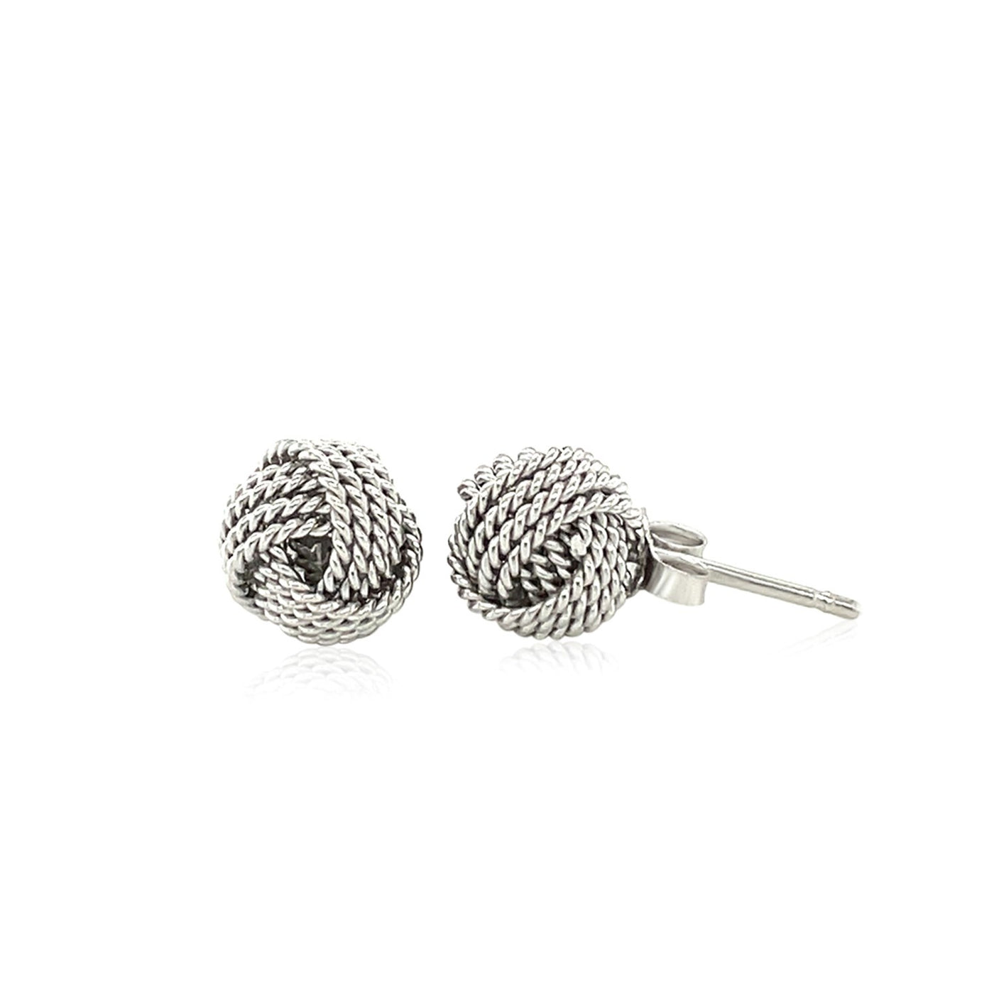 Sterling Silver Textured Love Knot Stud Style Earrings(9mm) - jazzyjewelryjones