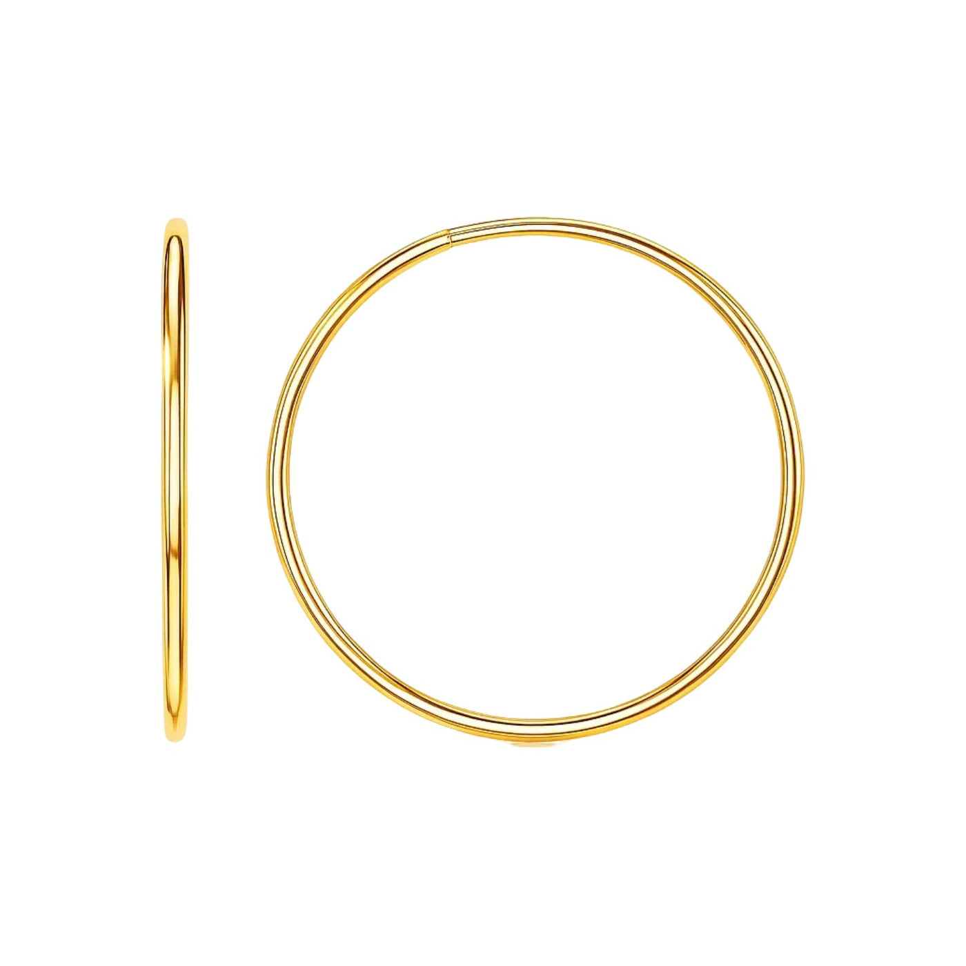 Endless Hoop Style Earrings in 14K Yellow Gold(1.2x30mm) - jazzyjewelryjones