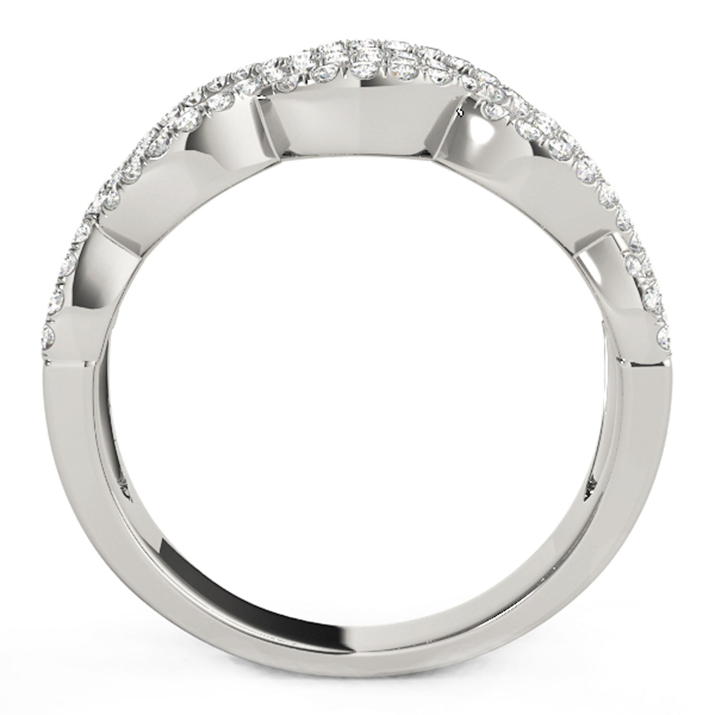 Diamond Studded Double Interlocking Waves Ring in 14k White Gold (5/8 cttw) - jazzyjewelryjones