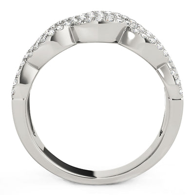 Diamond Studded Double Interlocking Waves Ring in 14k White Gold (5/8 cttw) - jazzyjewelryjones