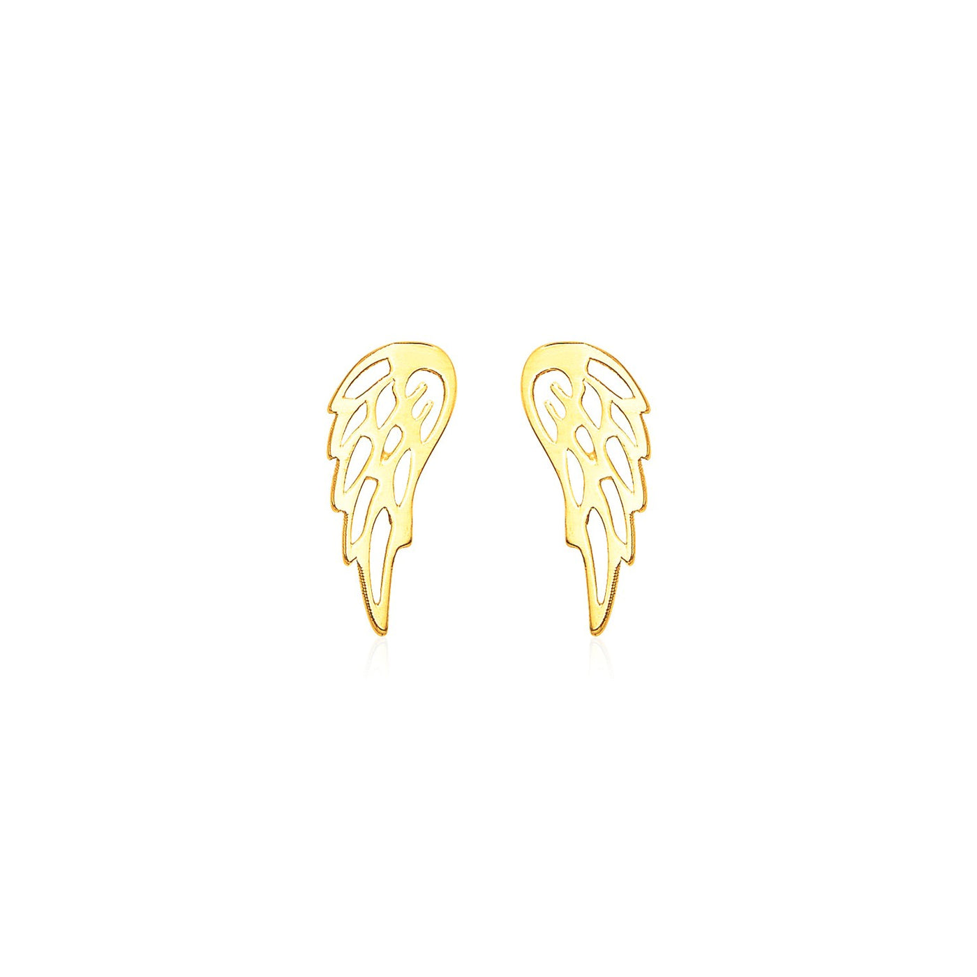 14k Yellow Gold Polished Wing Post Earrings - jazzyjewelryjones