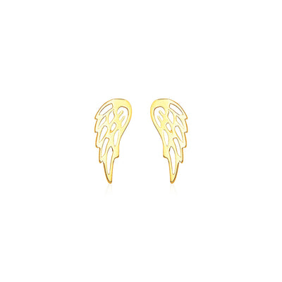14k Yellow Gold Polished Wing Post Earrings - jazzyjewelryjones