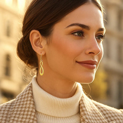 14k Yellow Gold Polished Earrings in Infinity Design - jazzyjewelryjones