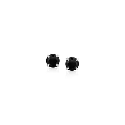 14k White Gold Stud Earrings with Black Cubic Zirconia(4mm) - jazzyjewelryjones