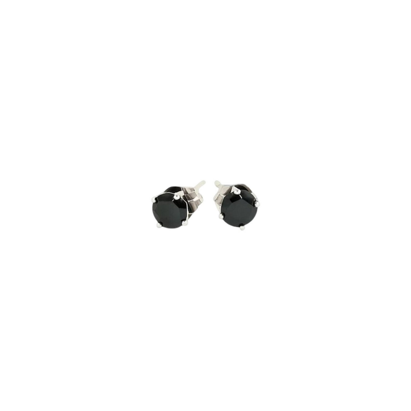 14k White Gold Stud Earrings with Black Cubic Zirconia(4mm) - jazzyjewelryjones