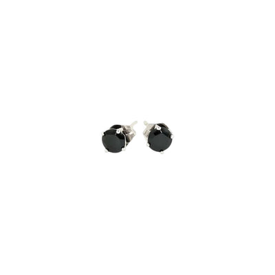 14k White Gold Stud Earrings with Black Cubic Zirconia(4mm) - jazzyjewelryjones