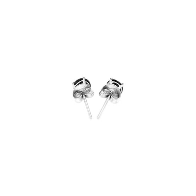 14k White Gold Stud Earrings with Black Cubic Zirconia(4mm) - jazzyjewelryjones