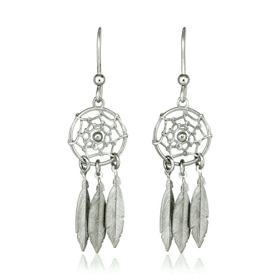 Sterling Silver Dream Catcher Dangle Earrings - jazzyjewelryjones