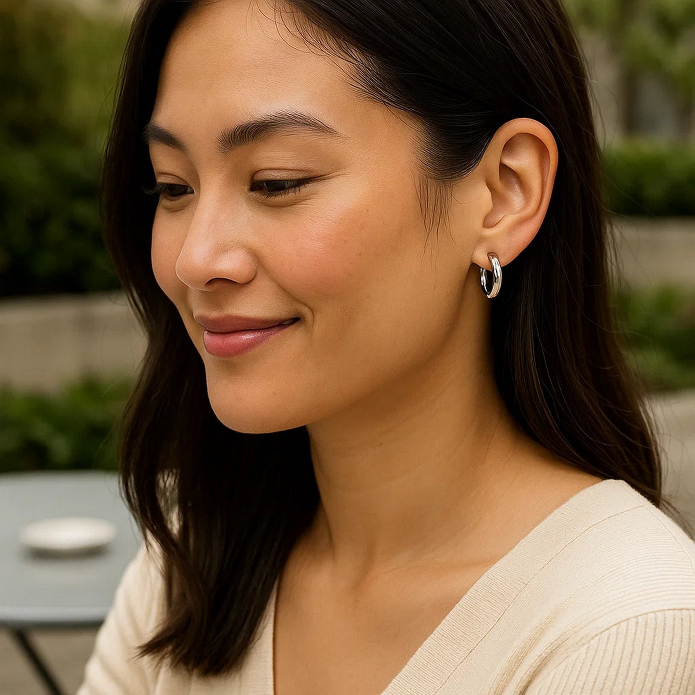 Sterling Silver Polished Hoop Style Earrings with Rhodium Plating (3x15mm) - jazzyjewelryjones